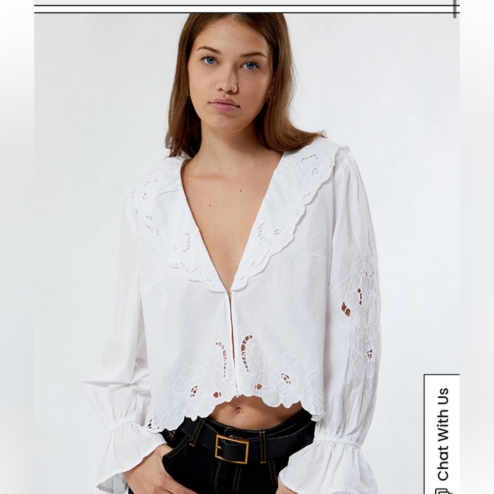 Free People Maisie Cutwork Long Sleeve Top